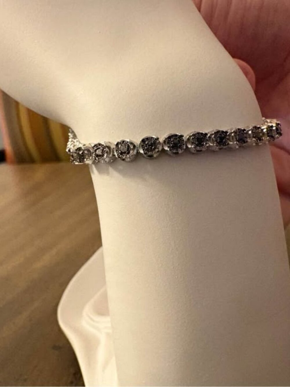 1ct Mined Diamond Tennis Bracelet Black Diamonds Sterling Silver 7.5 inch